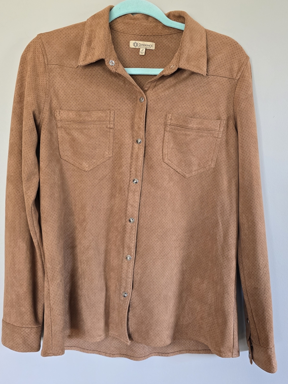 Faux Suede Button-Down Western Shirt